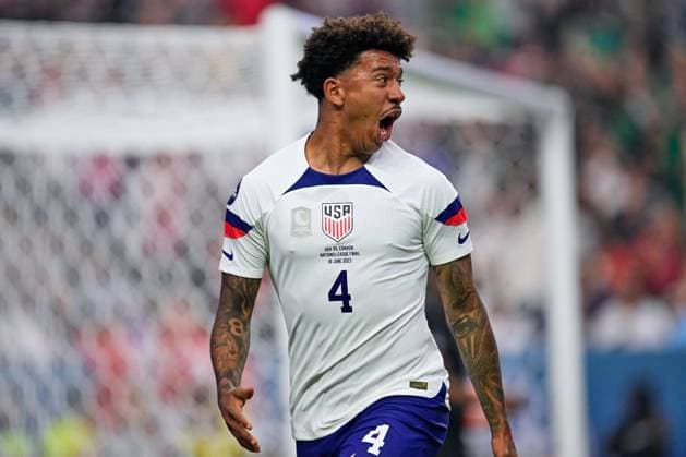 RECORD DATE NOT STATED CONCACAF NATIONS LEAGUE 2022-2023 Canada vs United States Final Chris Richards celebrates his goal 0-1 of USa during the game Canada vs United States (USA), corresponding to Great Final Four of the CONCACAF Nations League 2022-2023, at Allegiant Stadium, on June 18, 2023. <br><br> Chris Richards celebra su gol 0-1 de USA durante el partido Canada vs Estados Unidos (EUA), correspondiente a la Gran Final del Final Four de la Liga de Naciones CONCACAF 2022-2023, en el Allegiant Stadium, el 18 de junio de 2023. LAS VEGAS NEVADA ESTADOS UNIDOS  Copyright: xJorgexMartinezx 20230618202427_CNL_23_F_CAN_USA_RICHARDS122