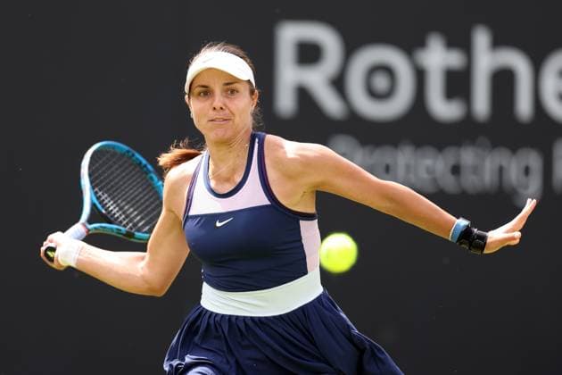 Mandatory Credit: Photo by Ryan Browne Shutterstock (13975088l) Viktoriya Tomova of Bulgaria during her Qualifying round against Xiyu Wang of China. Rothesay Classic, Day One, Tennis, Edgbaston Priory Club, Birmingham, UK - 19 Jun 2023 Rothesay Classic, Day One, Tennis, Edgbaston Priory Club, Birmingham, UK - 19 Jun 2023 Copyright: xRyanxBrowne Shutterstockx 13975088l