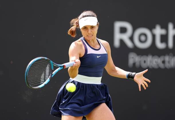 Mandatory Credit: Photo by Ryan Browne Shutterstock (13975088m) Viktoriya Tomova of Bulgaria during her Qualifying round against Xiyu Wang of China. Rothesay Classic, Day One, Tennis, Edgbaston Priory Club, Birmingham, UK - 19 Jun 2023 Rothesay Classic, Day One, Tennis, Edgbaston Priory Club, Birmingham, UK - 19 Jun 2023 Copyright: xRyanxBrowne Shutterstockx 13975088m