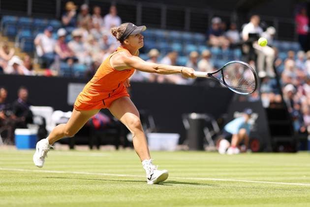 Mandatory Credit: Photo by Ryan Browne Shutterstock (13975088p) Magda Linette of Poland during her round of 32 match against Jasmine Paolini of Italy. Rothesay Classic, Day One, Tennis, Edgbaston Priory Club, Birmingham, UK - 19 Jun 2023 Rothesay Classic, Day One, Tennis, Edgbaston Priory Club, Birmingham, UK - 19 Jun 2023 Copyright: xRyanxBrowne Shutterstockx 13975088p