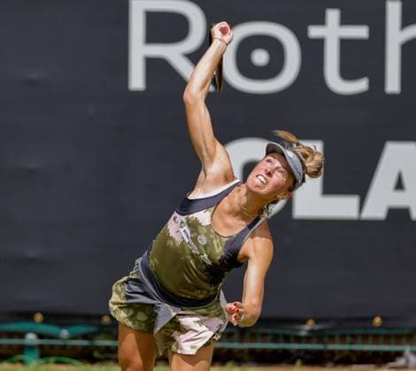 19th June 2023; Edgbaston Priory Club, Birmingham, England: Rothesay Classic Birmingham, Day 1; Magdalena Frech (POL)serves in her match against Jil Teichmann (SUI)  ActionPlus12521197 RogerxEvans