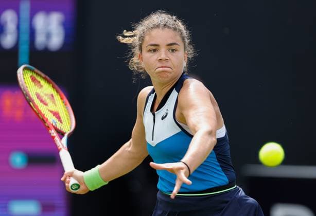 19th June 2023; Edgbaston Priory Club, Birmingham, England: Rothesay Classic Birmingham, Day 1; Jasmine Paolini (ITA) in her match against Magda Linette (POL)  ActionPlus12521229 RogerxEvans