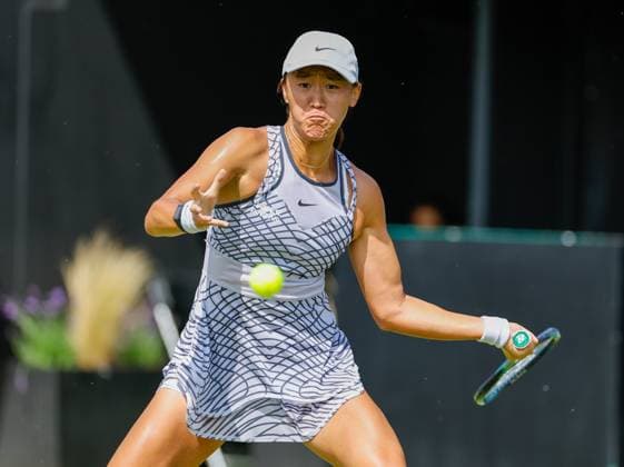 19th June 2023; Edgbaston Priory Club, Birmingham, England: Rothesay Classic Birmingham, Day 1; Xiyu Wang (CHN) in her match against Viktorya Tamova (BUL)  ActionPlus12521178 RogerxEvans
