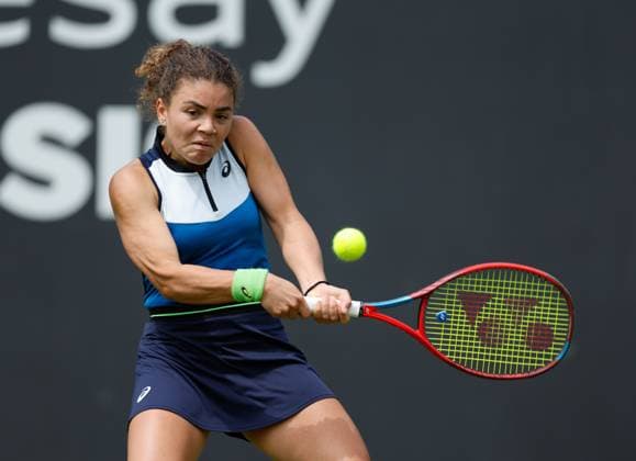 19th June 2023; Edgbaston Priory Club, Birmingham, England: Rothesay Classic Birmingham, Day 1; Jasmine Paolini (ITA) in her match against Magda Linette (POL)  ActionPlus12521208 RogerxEvans