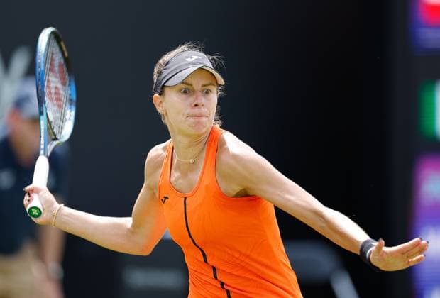 19th June 2023; Edgbaston Priory Club, Birmingham, England: Rothesay Classic Birmingham, Day 1; Magda Linette (POL) in her match against Jasmine Paolini (ITA)  ActionPlus12521220 RogerxEvans