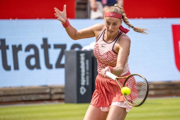 Berlin, 19 06 23, Tennis Grass Court Championships Berlin at Steffi Graf Stadium women, singles, sixteenth finals, Pliskova Czech Republic Kvitova Czech Republic Petra Kvitova Czech Republic returns a ball bett1open 2023 Grass Court Championships Berlin