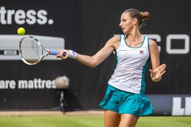 Berlin, 19 06 23, Tennis Grass Court Championships Berlin at Steffi Graf Stadium women, singles, sixteenth finals, Pliskova Czech Republic Kvitova Czech Republic Karolina Pliskova Czech Republic returns a ball bett1open 2023 Grass Court Championships Berlin
