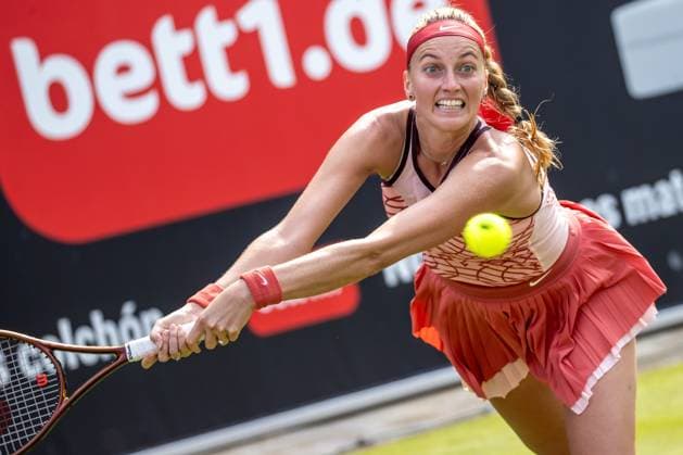 Berlin, 19 06 23, Tennis Grass Court Championships Berlin at Steffi Graf Stadium women, singles, sixteenth finals, Pliskova Czech Republic Kvitova Czech Republic Petra Kvitova Czech Republic returns a ball bett1open 2023 Grass Court Championships Berlin