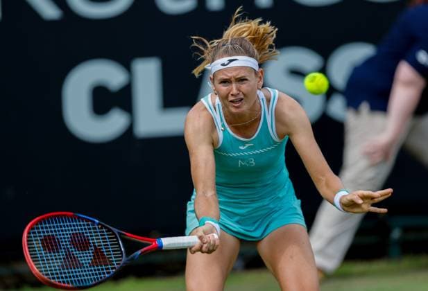 19th June 2023; Edgbaston Priory Club, Birmingham, England: Rothesay Classic Birmingham, Day 1; Marie Bouzkova (CZE) in her match against Bernarda Pera (USA)  ActionPlus12521285 RogerxEvans