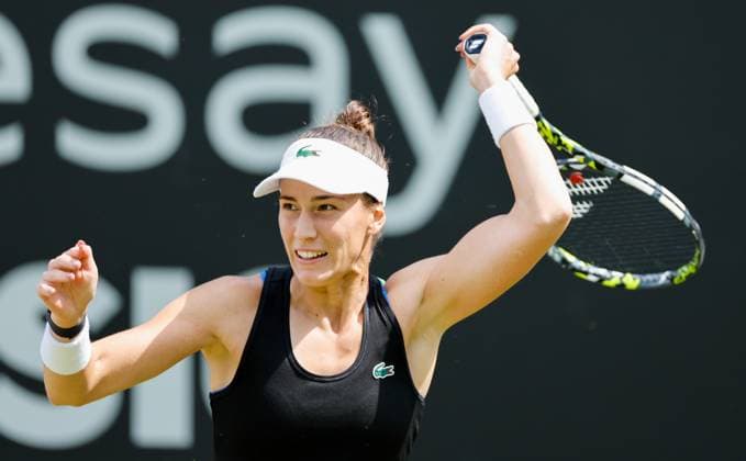 19th June 2023; Edgbaston Priory Club, Birmingham, England: Rothesay Classic Birmingham, Day 1; Bernarda Pera (USA) in her match against Marie Bouzkova (CZE)  ActionPlus12521288 RogerxEvans
