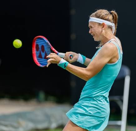 19th June 2023; Edgbaston Priory Club, Birmingham, England: Rothesay Classic Birmingham, Day 1; Marie Bouzkova (CZE) in her match against Bernarda Pera (USA)  ActionPlus12521290 RogerxEvans