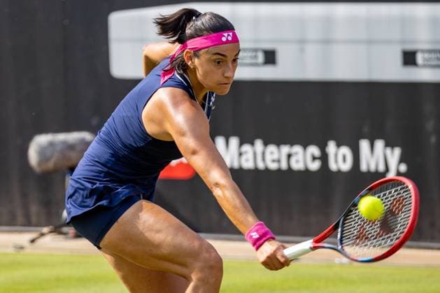 Berlin, 19 06 23, Tennis Grass Court Championships Berlin at Steffi Graf Stadium women, singles, sixteenth finals, Garcia France Lisicki Germany Carolina Garcia France returns a ball bedt1open 2023 Grass Court Championships Berlin