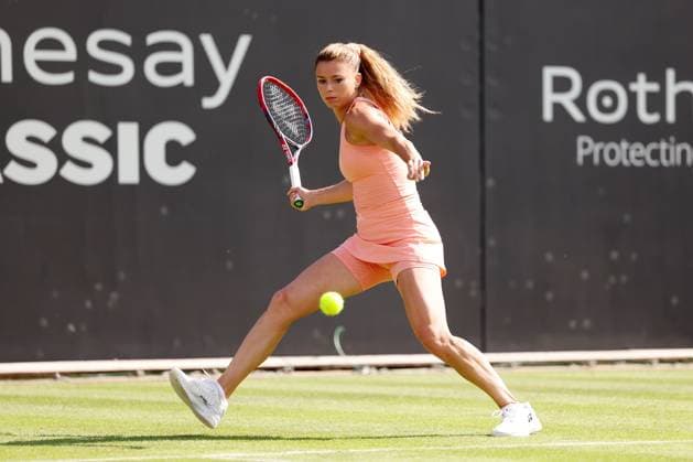 Mandatory Credit: Photo by Ryan Browne Shutterstock (13975088bw) Camila Giorgi of Italy during her round of 32 match with Venus Williams of the USA. Rothesay Classic, Day One, Tennis, Edgbaston Priory Club, Birmingham, UK - 19 Jun 2023 Rothesay Classic, Day One, Tennis, Edgbaston Priory Club, Birmingham, UK - 19 Jun 2023 Copyright: xRyanxBrowne Shutterstockx 13975088bw
