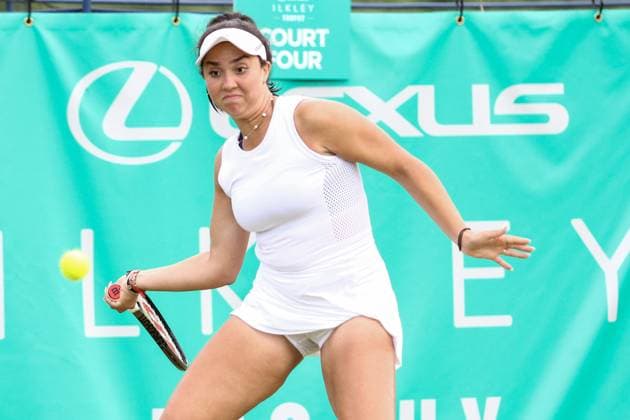 Ilkley Tennis Club, England, June 19th 2023: Katrina Scott during the W100 Ilkley against Maddison Inglis at Ilkley Tennis Club (Sean Chandler SPP) Copyright: xSeanxChandlerx xSPPx spp-en-SeChSp-W100 Ilkley - Katrina Scott v Maddison Inglis - Ilkley Tennis Club-15