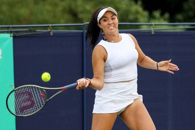 Ilkley Tennis Club, England, June 19th 2023: Katrina Scott during the W100 Ilkley against Maddison Inglis at Ilkley Tennis Club (Sean Chandler SPP) Copyright: xSeanxChandlerx xSPPx spp-en-SeChSp-W100 Ilkley - Katrina Scott v Maddison Inglis - Ilkley Tennis Club-6