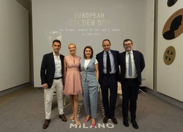 Foto Stefano Porta LaPresse 20-06-2023 Milano, Italia - Cronaca - Gallerie d™Italia. Lancio Globale dell™indice dei 100 giocatori golden boy di Tuttosport Nella foto Carlo Casal Lopez Rafaela Pimenta Guido Vaciago June 20, 2023 Milan, Italy - News - Galleries of Italy. Global launch of the index of the 100 golden boy players of Tuttosport  Copyright: xStefanoxPorta LaPressex