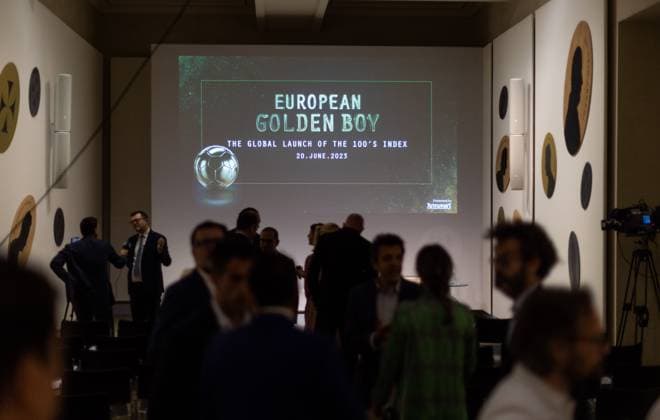 Foto Stefano Porta LaPresse 20-06-2023 Milano, Italia - Cronaca - Gallerie d™Italia. Lancio Globale dell™indice dei 100 giocatori golden boy di Tuttosport June 20, 2023 Milan, Italy - News - Galleries of Italy. Global launch of the index of the 100 golden boy players of Tuttosport  Copyright: xStefanoxPorta LaPressex