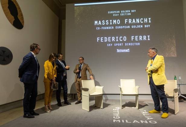 Foto Stefano Porta LaPresse 20-06-2023 Milano, Italia - Cronaca - Gallerie d™Italia. Lancio Globale dell™indice dei 100 giocatori golden boy di Tuttosport Nella foto Massimo Franchi e Federico Ferri June 20, 2023 Milan, Italy - News - Galleries of Italy. Global launch of the index of the 100 golden boy players of Tuttosport  Copyright: xStefanoxPorta LaPressex