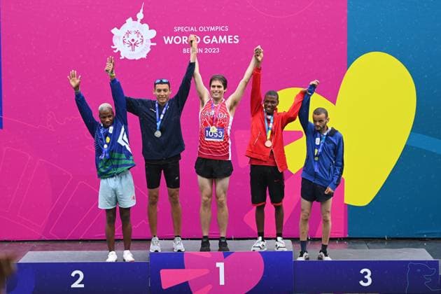 Bilder des Jahres 2023, Sport 06 Juni Sport Themen der Woche KW25 Sport Bilder des Tages Berlin, Germany, June 20th 2023: Finalists in the Level A finals during the Special Olympics World Games Berlin 2023 - Men s 800m - Olympiapark. (Ryan Sleiman SPP)  Copyright: xRyanxSleimanx xSPPx spp-en-RySlSp-Special Olympics World Games Berlin 2023 - Mens 800m - Olympiapark_0562