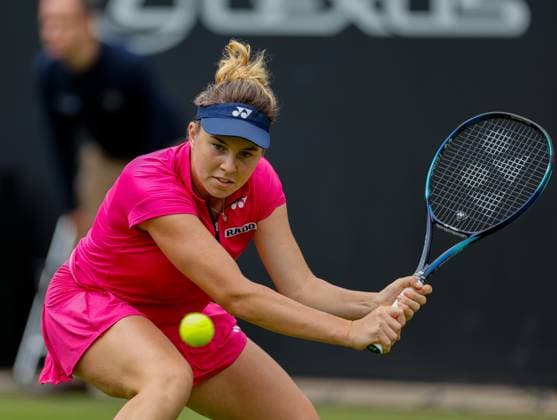 20th June 2023; Edgbaston Priory Club, Birmingham, England: Rothesay Classic Birmingham, Day 2; Linda Noskova (CZE) during her match against Jelena Ostapenko (LAT)  ActionPlus12521543 RogerxEvans