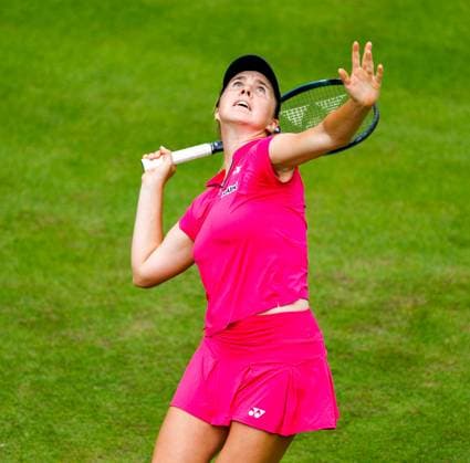 20th June 2023; Edgbaston Priory Club, Birmingham, England: Rothesay Classic Birmingham, Day 2; Linda Noskova (CZE) serves during her match against Jelena Ostapenko (LAT)  ActionPlus12521560 RogerxEvans