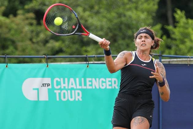 Ilkley Tennis Club, Ilkley, England, June 21st 2023: Aliona Bolsova during the W100 Ilkley against Isabelle Lacy at Ilkley Tennis Club (Sean Chandler SPP) Copyright: xSeanxChandlerx xSPPx spp-en-SeChSp-W100 Ilkley - Isabelle Lacy v Aliona Bolsova - Ilkley Tennis Club-3243