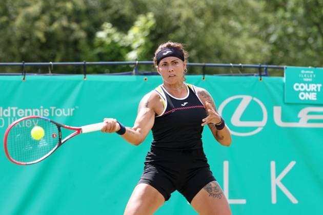 Ilkley Tennis Club, Ilkley, England, June 21st 2023: Aliona Bolsova during the W100 Ilkley against Isabelle Lacy at Ilkley Tennis Club (Sean Chandler SPP) Copyright: xSeanxChandlerx xSPPx spp-en-SeChSp-W100 Ilkley - Isabelle Lacy v Aliona Bolsova - Ilkley Tennis Club-3184