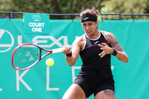 Ilkley Tennis Club, Ilkley, England, June 21st 2023: Aliona Bolsova during the W100 Ilkley against Isabelle Lacy at Ilkley Tennis Club (Sean Chandler SPP) Copyright: xSeanxChandlerx xSPPx spp-en-SeChSp-W100 Ilkley - Isabelle Lacy v Aliona Bolsova - Ilkley Tennis Club-3209
