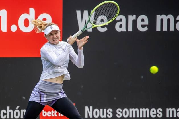 Berlin, 21 06 23, Tennis Grass Court Championships Berlin at Steffi Graf Stadium Women, Singles, Aliaksandra Sasnovich vs Victoria Azarenka Aliaksandra Sasnovich returns the ball bett1open 2023 Grass Court Championships Berlin