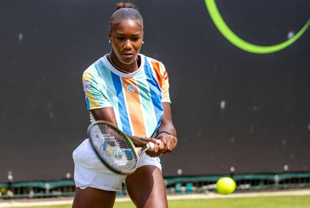Berlin, 21 06 23, Tennis Grass Court Championships Berlin at Steffi Graf Stadium Women, Doubles, Jule Niemeier and Noma Noha Akugue GER Alexa Guarachi CHI and Erin Routliffe NZL Noma Noha Akugue Germany returns the ball bett1open 2023 Grass Court Championships Berlin