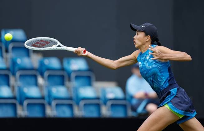21st June 2023; Edgbaston Priory Club, Birmingham, England: Rothesay Classic Birmingham, Day 3; Shuai Zhang (CHN) during her match against Emina Bektas (USA)  ActionPlus12521891 RogerxEvans