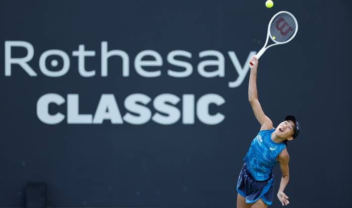 21st June 2023; Edgbaston Priory Club, Birmingham, England: Rothesay Classic Birmingham, Day 3; Shuai Zhang (CHN) during her match against Emina Bektas (USA)  ActionPlus12521903 RogerxEvans