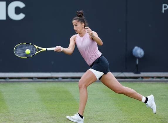 21st June 2023; Edgbaston Priory Club, Birmingham, England: Rothesay Classic Birmingham, Day 3; Emina Bektas (USA) during her match against Shuai Zhang (CHN)  ActionPlus12521910 RogerxEvans