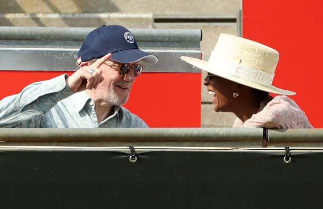 Marius Müller Westernhagen and wife Indiwe Suttle among the spectators, Centre Court at the tennis facility of LTTC Rot Weiss e V Steffi Graf Stadium Tennis bett1 open WTA 500 tournament on grass women season 2022 2023 21 06 2023
