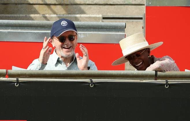 Marius Müller Westernhagen and wife Indiwe Suttle among the spectators, Centre Court at the tennis facility of LTTC Rot Weiss e V Steffi Graf Stadium Tennis bett1 open WTA 500 tournament on grass women season 2022 2023 21 06 2023
