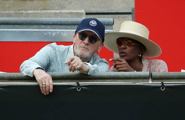 Marius Müller Westernhagen and wife Indiwe Suttle among the spectators, Centre Court at the tennis facility of LTTC Rot Weiss e V Steffi Graf Stadium Tennis bett1 open WTA 500 tournament on grass women season 2022 2023 21 06 2023