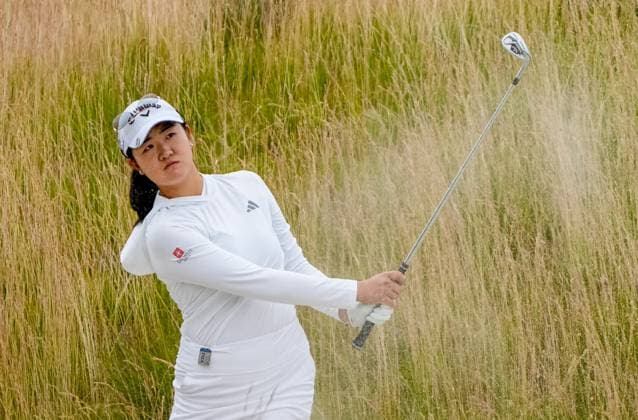 June 21, 2023, Springfield, NJ, USA: Rose Zhang (USA) hits out of a bunker during a practice round of the KPMG Womens Golf Championship at Baltusrol Golf Club in Springfield, NJ on June 21, 2023. Eclipse Sportswire CSM Springfield USA - ZUMAcs17 20230621_zaf_cs17_017 Copyright: xScottxSeriox