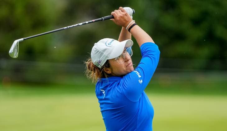 June 21, 2023, Springfield, NJ, USA: Marina Alex (USA) hits a tee shot during a practice round of the KPMG Womens Golf Championship at Baltusrol Golf Club in Springfield, NJ on June 21, 2023. Eclipse Sportswire CSM Springfield USA - ZUMAcs17 20230621_zaf_cs17_013 Copyright: xScottxSeriox