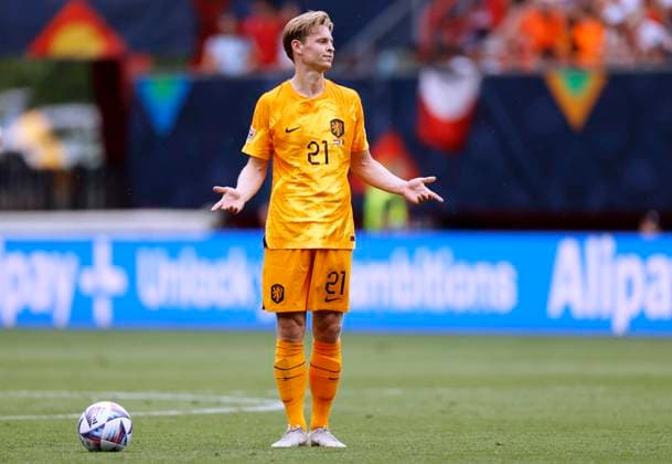 DE JONG Frenkie Team Holland UEFA Nations League 2023 Match 3 Place Match Holland Italy 2 3 on 18 06 2023 in Enschede DFL REGULATIONS PROHIBIT ANY USE OF PHOTOGRAPHS as IMAGE SEQUENCES and or QUASI VIDEO Copyright: xLacixPerenyix