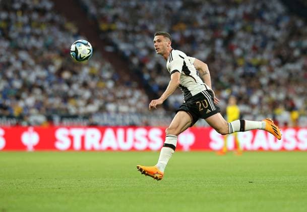 20 06 2023, football, international, friendly, Germany Colombia, at Veltins Arena Gelsenkirchen Robin Gosens Germany DFL and DFB regulations prohibit any use of photographs as image sequences and or quasi video