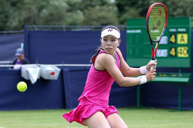 Ilkley Tennis Club, England, June 21st 2023: 2023: Mai Hontama during the W100 Ilkley against Joanna Garland at Ilkley Tennis Club (Sean Chandler SPP) Copyright: xSeanxChandlerx xSPPx spp-en-SeChSp-W100 Ilkley - Mai Hontama v Joanna Garland - Ilkley Tennis Club-1