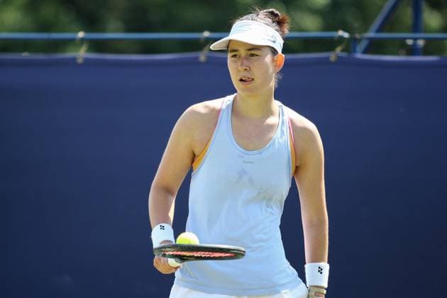 Ilkley Tennis Club, England, June 21st 2023: 2023: Joanna Garland during the W100 Ilkley against Mai Hontama at Ilkley Tennis Club (Sean Chandler SPP) Copyright: xSeanxChandlerx xSPPx spp-en-SeChSp-W100 Ilkley - Mai Hontama v Joanna Garland - Ilkley Tennis Club-6
