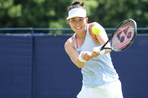 Ilkley Tennis Club, England, June 21st 2023: 2023: Joanna Garland during the W100 Ilkley against Mai Hontama at Ilkley Tennis Club (Sean Chandler SPP) Copyright: xSeanxChandlerx xSPPx spp-en-SeChSp-W100 Ilkley - Mai Hontama v Joanna Garland - Ilkley Tennis Club-8