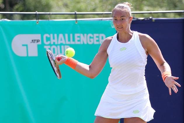 Ilkley Tennis Club, England, June 21st 2023: Lesley Pattinama-Kerkhove during the W100 Ilkley against Emiliana Arango at Ilkley Tennis Club (Sean Chandler SPP) Copyright: xSeanxChandlerx xSPPx spp-en-SeChSp-W100 Ilkley - Lesley Pattinama-Kerkhove v Emiliana Arango - Ilkley Tennis Club-3