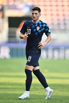 BUCHAREST, ROMANIA - JUNE 21: Martin Baturina of Croatia during the UEFA Under-21 Euro 2023 Group B match between Ukraine and Croatia at Stadium Rapid-GiuleÈ™ti on June 21, 2023 in Bucharest, R Ukraine v Croatia - UEFA Under-21 Euro 2023 Copyright: xSebastianxFrejx