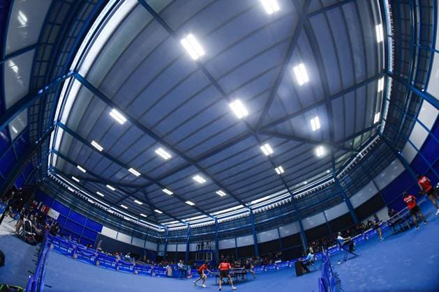 A General View during the game Mexico vs Costa Rica, corresponding to the first stage of Womens Team Table tennis, Tischtennis at the Central American and Caribbean Games San Salvador 2023, at EL Polvorin Sports Complex, on June 21, 2023. <br><br> Vista General durante el juego Mexico vs Costa Rica, correspondiente a la primera ronda de Tenis de Mesa Femenil por equipos en los Juegos Centroamericanos y del Caribe San Salvador 2023, en el Complejo Deportivo EL Polvorin, el 21 de Junio de 2023. JCC San Salvador 2023 Mexico vs Costa Rica 
