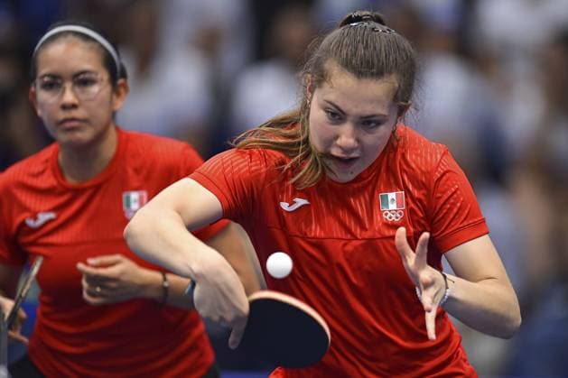 Clio Barcenas and Arantxa Cossio of Mexico during the game Mexico vs Costa Rica, corresponding to the first stage of Womens Team Table tennis, Tischtennis at the Central American and Caribbean Games San Salvador 2023, at EL Polvorin Sports Complex, on June 21, 2023. <br><br> Clio Barcenas y Arantxa Cossio de Mexico durante el juego Mexico vs Costa Rica, correspondiente a la primera ronda de Tenis de Mesa Femenil por equipos en los Juegos Centroamericanos y del Caribe San Salvador 2023, en el Complejo Deportivo EL Polvorin, el 21 de Junio de 2023. JCC San Salvador 2023 Mexico vs Costa Rica 