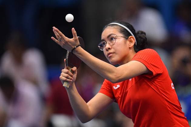 Clio Barcenas of Mexico during the game Mexico vs Costa Rica, corresponding to the first stage of Womens Team Table tennis, Tischtennis at the Central American and Caribbean Games San Salvador 2023, at EL Polvorin Sports Complex, on June 21, 2023. <br><br> Clio Barcenas de Mexico durante el juego Mexico vs Costa Rica, correspondiente a la primera ronda de Tenis de Mesa Femenil por equipos en los Juegos Centroamericanos y del Caribe San Salvador 2023, en el Complejo Deportivo EL Polvorin, el 21 de Junio de 2023. JCC San Salvador 2023 Mexico vs Costa Rica 