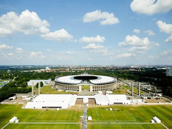 Center of the Special Olympic World Games, next to the Messe Berlin, the Olympic Park Panorama of the Olympic Stadium Fields of the event Special Olympics World Games Berlin 2023, Messe Berlin, Olympiapark, 18 06 25 06 2023 Special Olympics Wolrd Games Berlin 2023, Messe Berlin, 18 06 25 06 2023 Berlin Copyright: xEibner-Pressefoto StephaniexZerbx EP_SZE