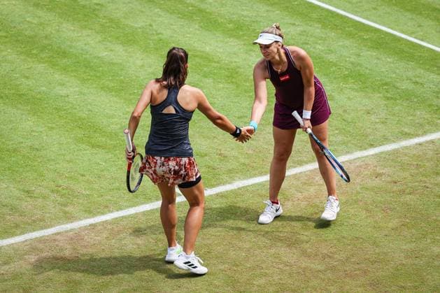 Daria KASATKINA and Sabine LISICKI GER, bett1open presented by ecotrans Group, Berlin, LTTC Rot Weiß Berlin, 22 06 2023, Copyright: xClaudioxGärtnerx